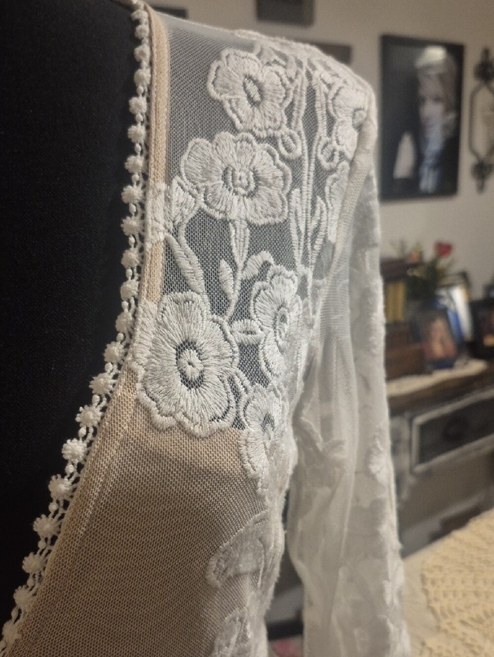 Altar'd State White Sheer Lace Maxi Dress with Floral Embroidery - Picture 3 of 16